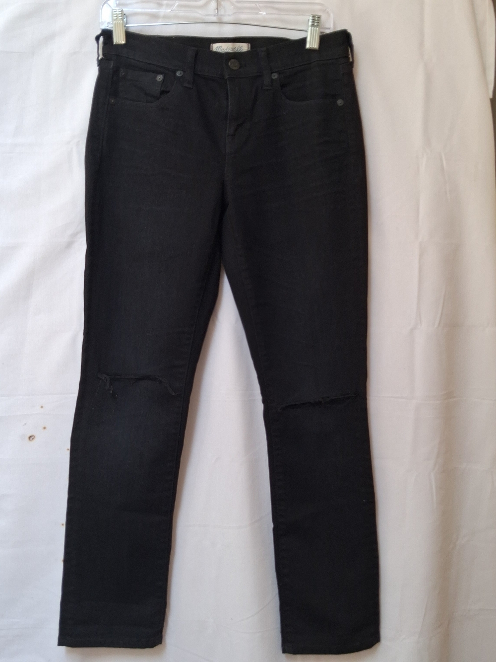 Madewell Slim Boyjean Black Distressed Knee Jeans 26